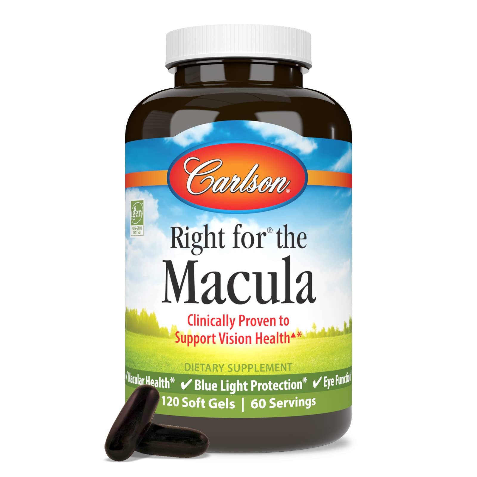 Carlson Right for The Macula Lutemax 2020 graphic shows clinically studied nutrients
