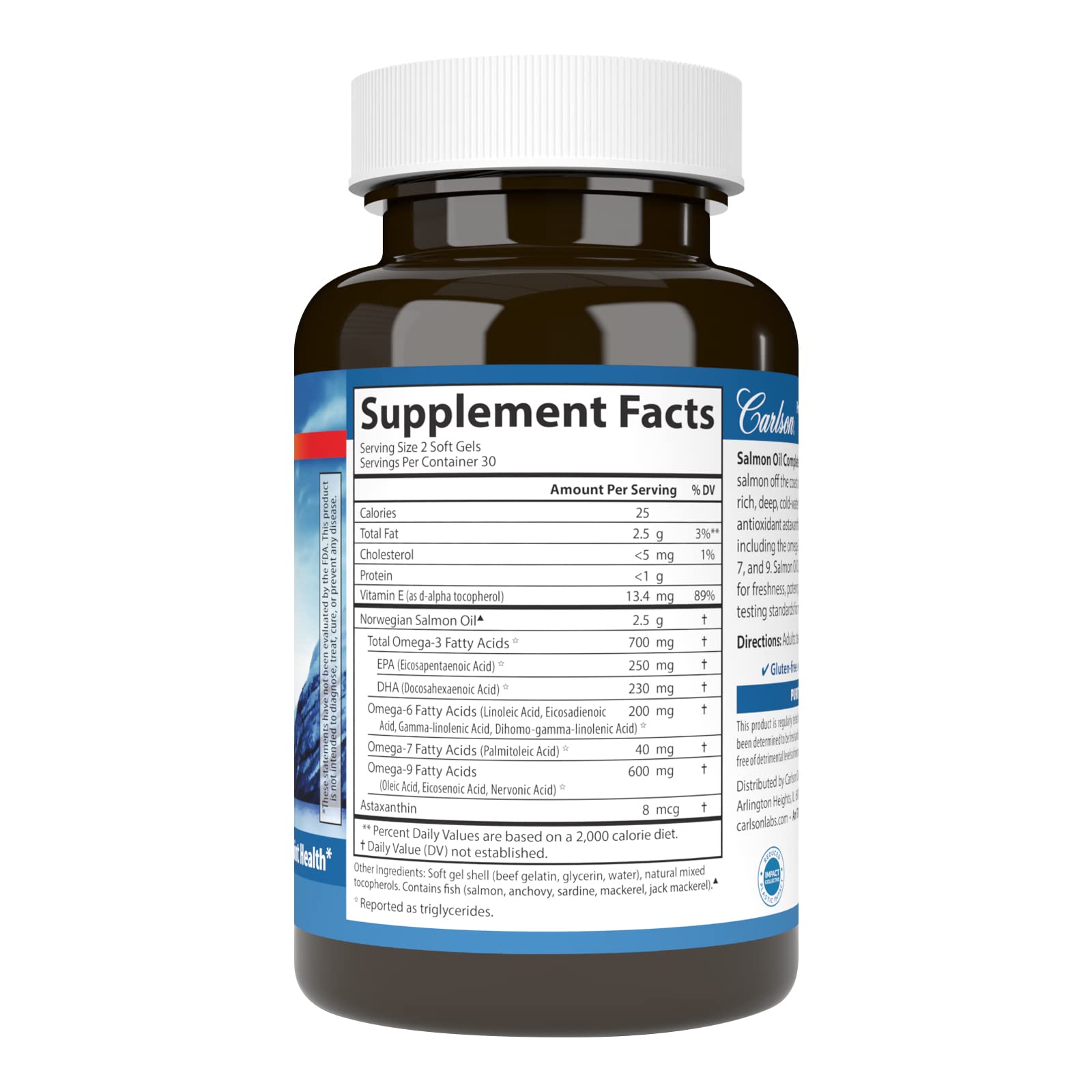 Carlson Salmon Oil Complete softgels ready for daily omega-3 intake.