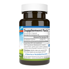Carlson Serrapeptase delayed-release capsules close-up highlighting potency for daily use.