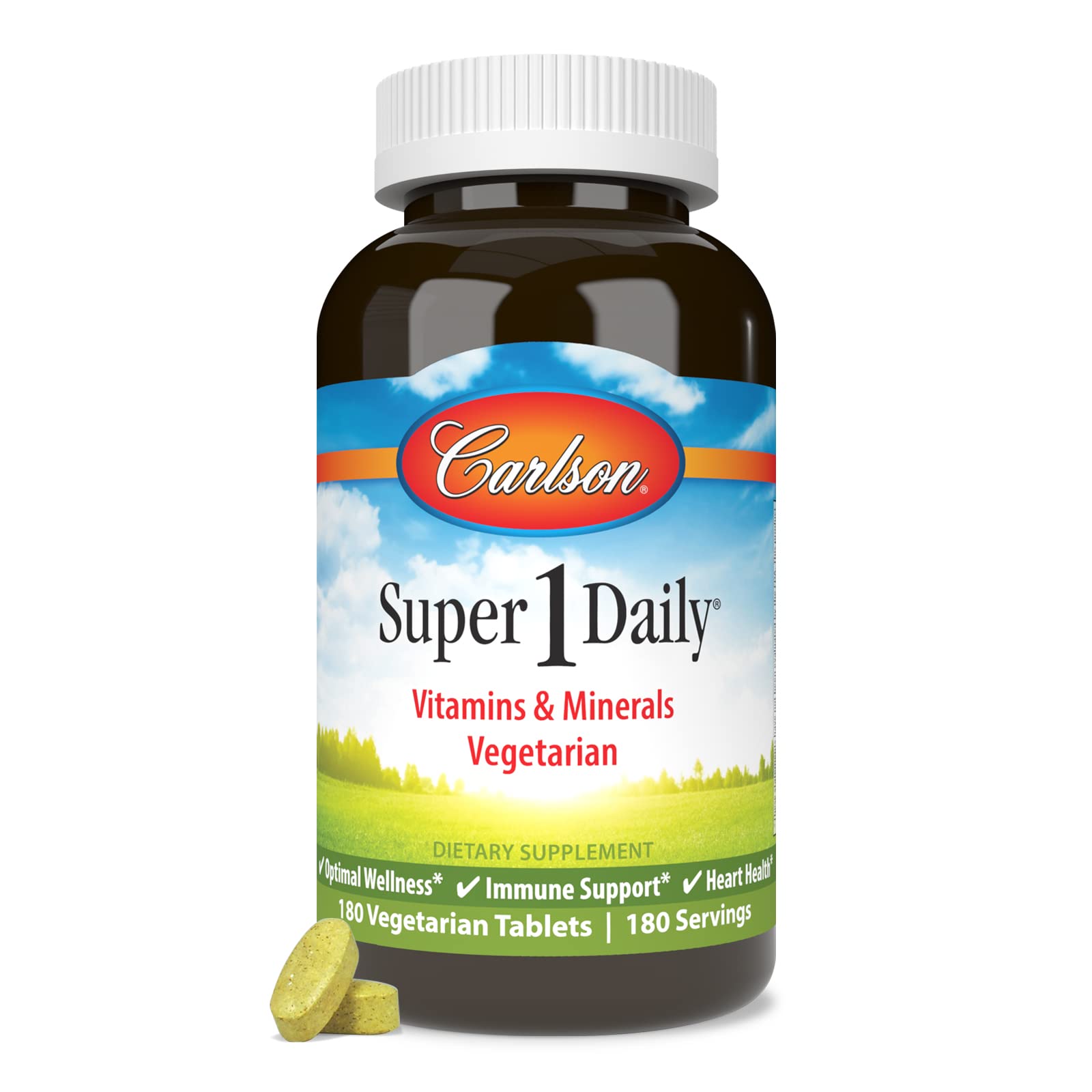 Carlson Super 1 Daily bottle with vegetarian tablets for daily nutrition.