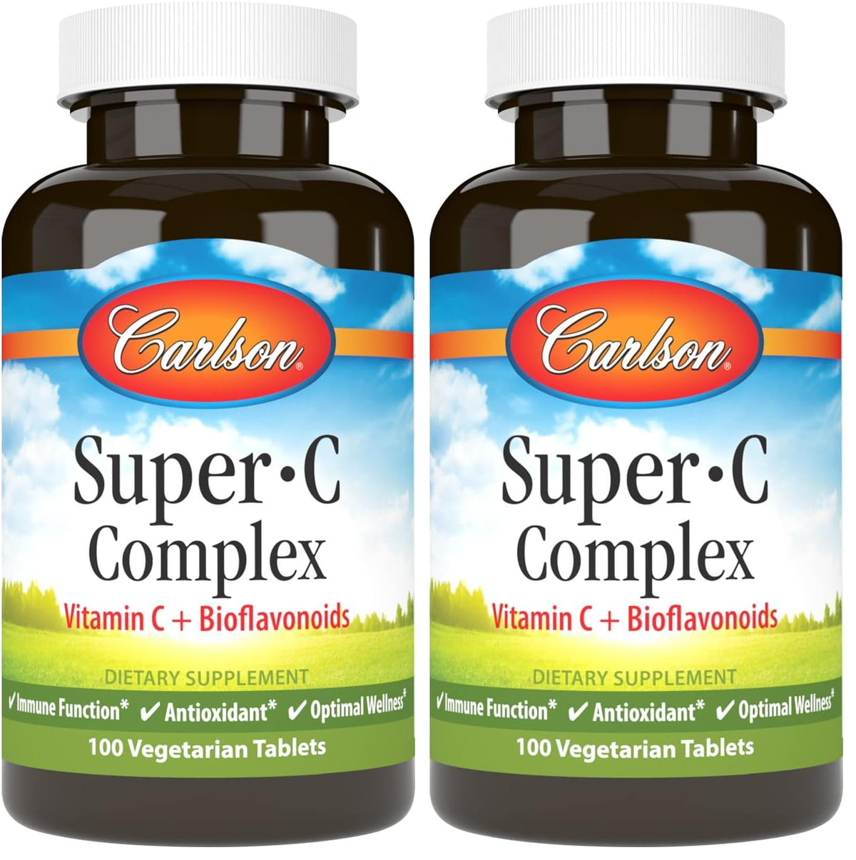 Carlson Super-C bottle front suggests immune support potential.