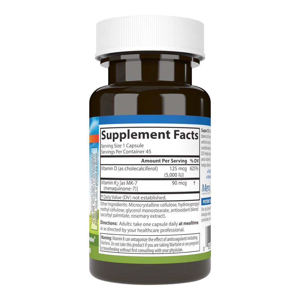 Carlson Super D3 K2 capsule close-up for vegetarian capsules and daily wellness.