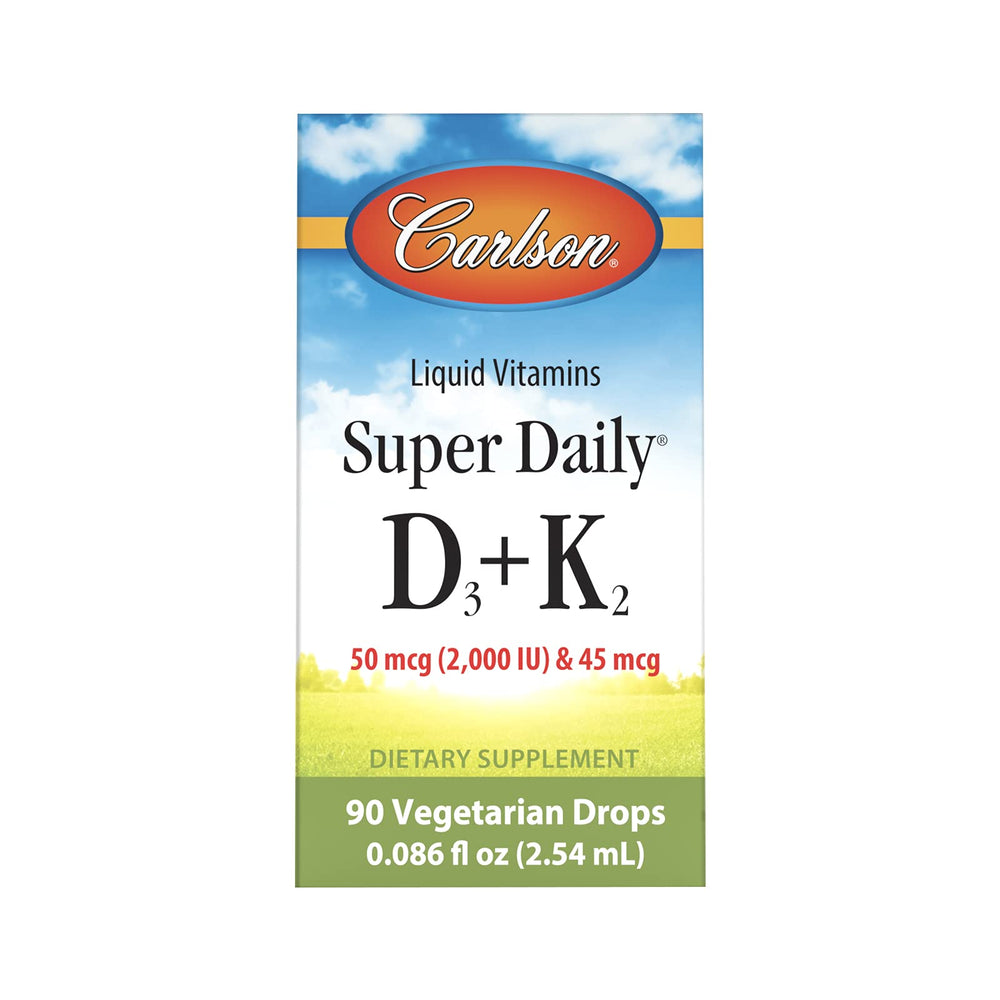 Carlson Super Daily D3 + K2 dairy-free vegetarian option label