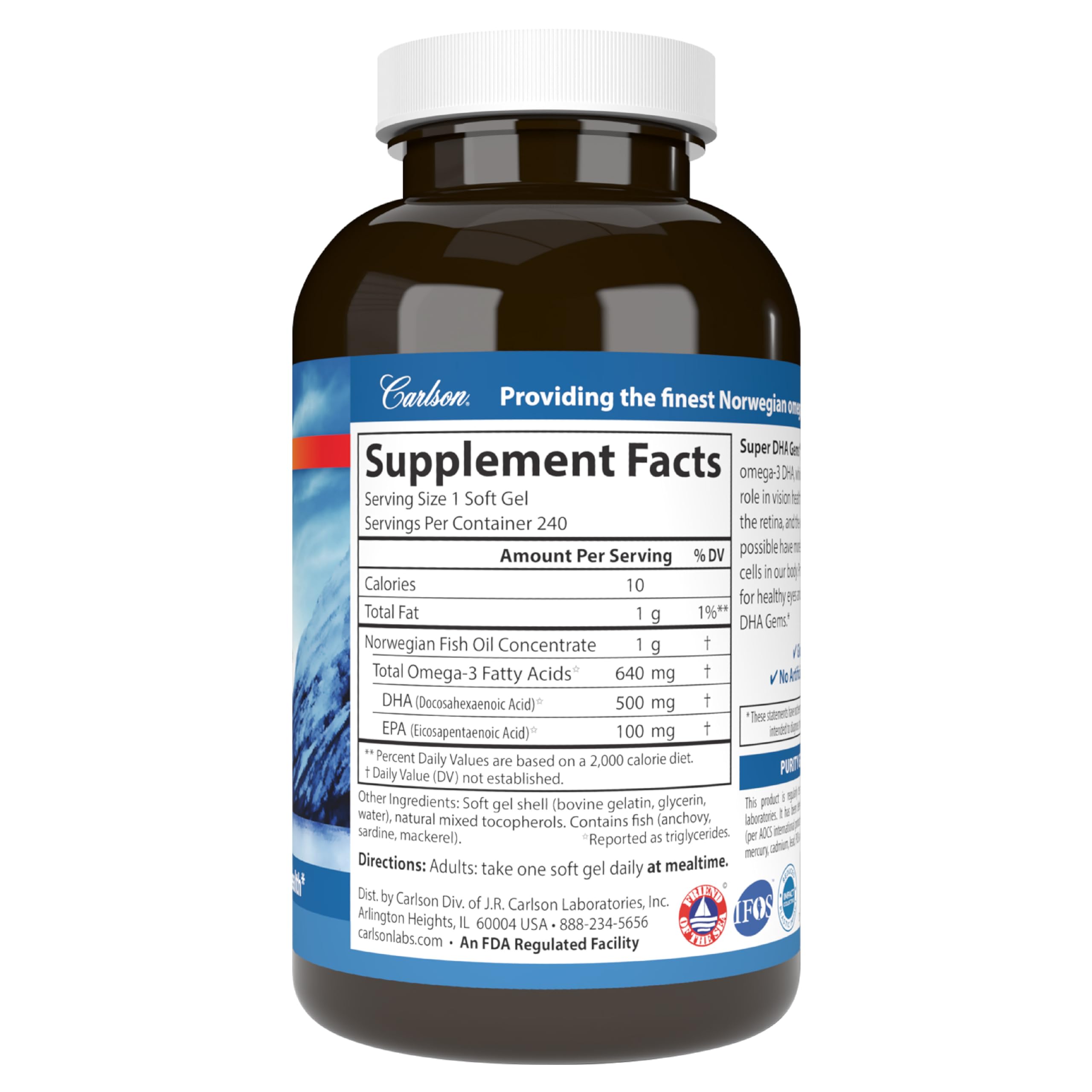 Daily use with meals is simple with Carlson Super DHA Gems softgels.