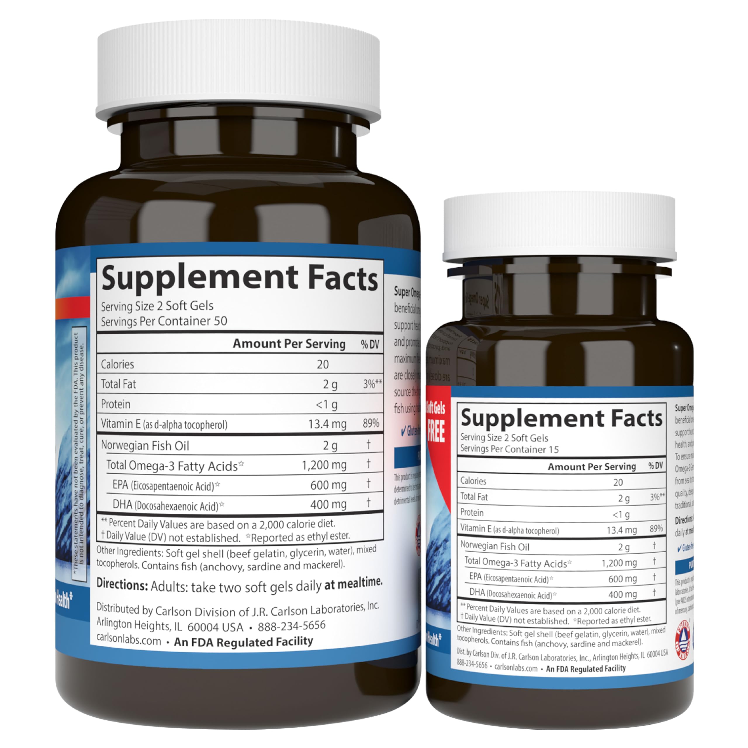 Carlson Super Omega-3 Gems softgels in dish for daily use