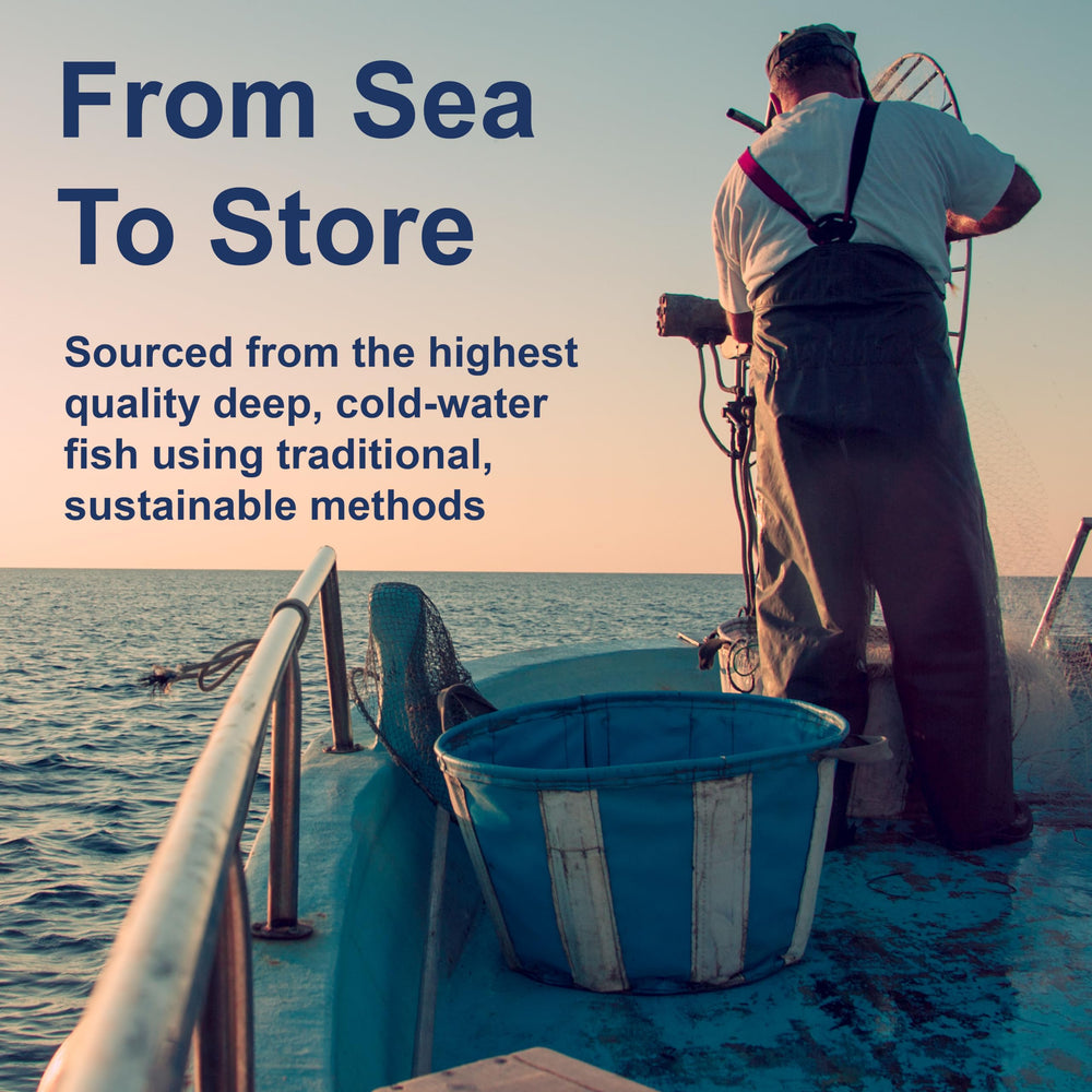 Carlson sustainability badge on packaging highlighting wild Arctic cod source