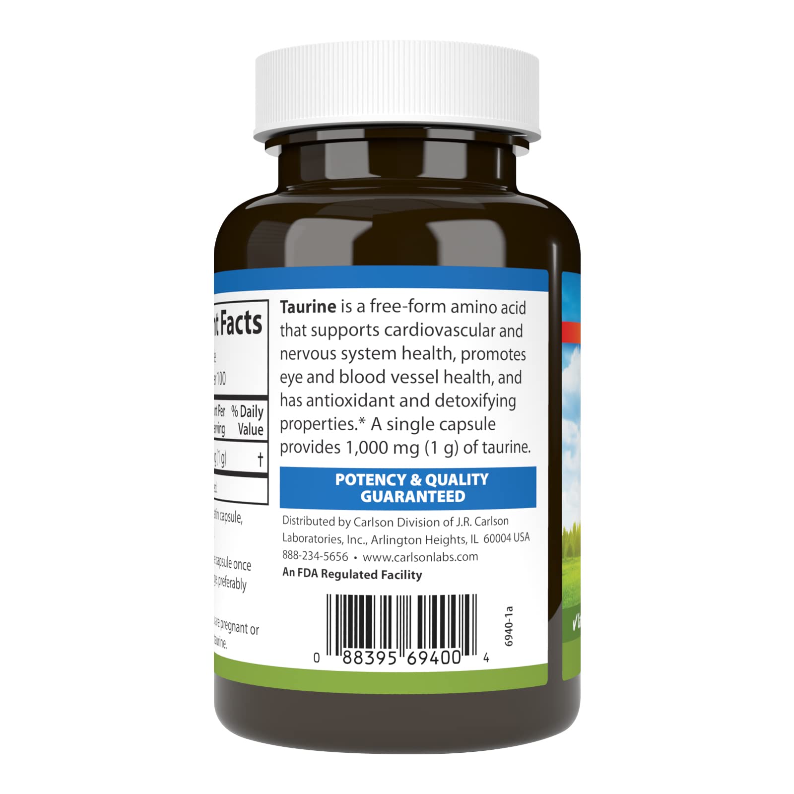Carlson Taurine two-bottle pack ready for regular supplementation.