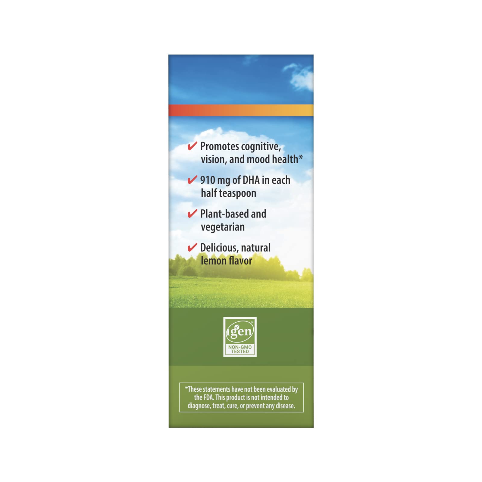 Carlson Vegetarian DHA lemon flavor, great for mixing into yogurt or drinks.