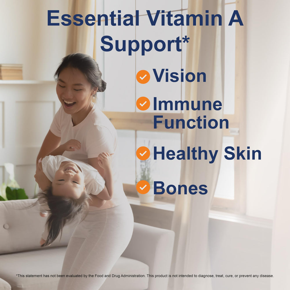 Softgel pour from Carlson Vitamin A Palmitate bottle for easy daily intake