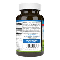 Carlson Vitamin A bottle of softgels shown for daily use.