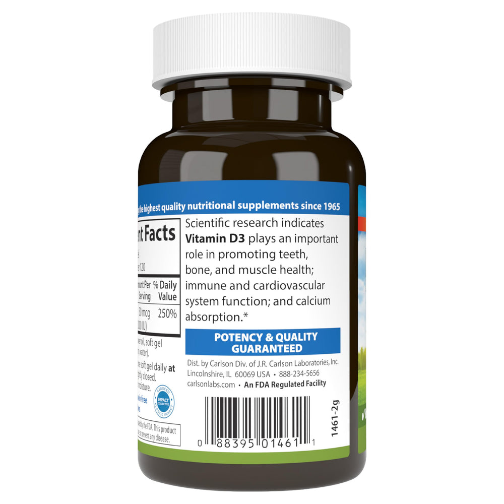 Carlson Vitamin D 2000 IU 240-softgel pack for two bottles.