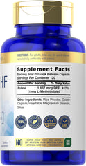 Carlyle 5-MTHF capsules show a 1 mg L-Methylfolate dose for daily use.