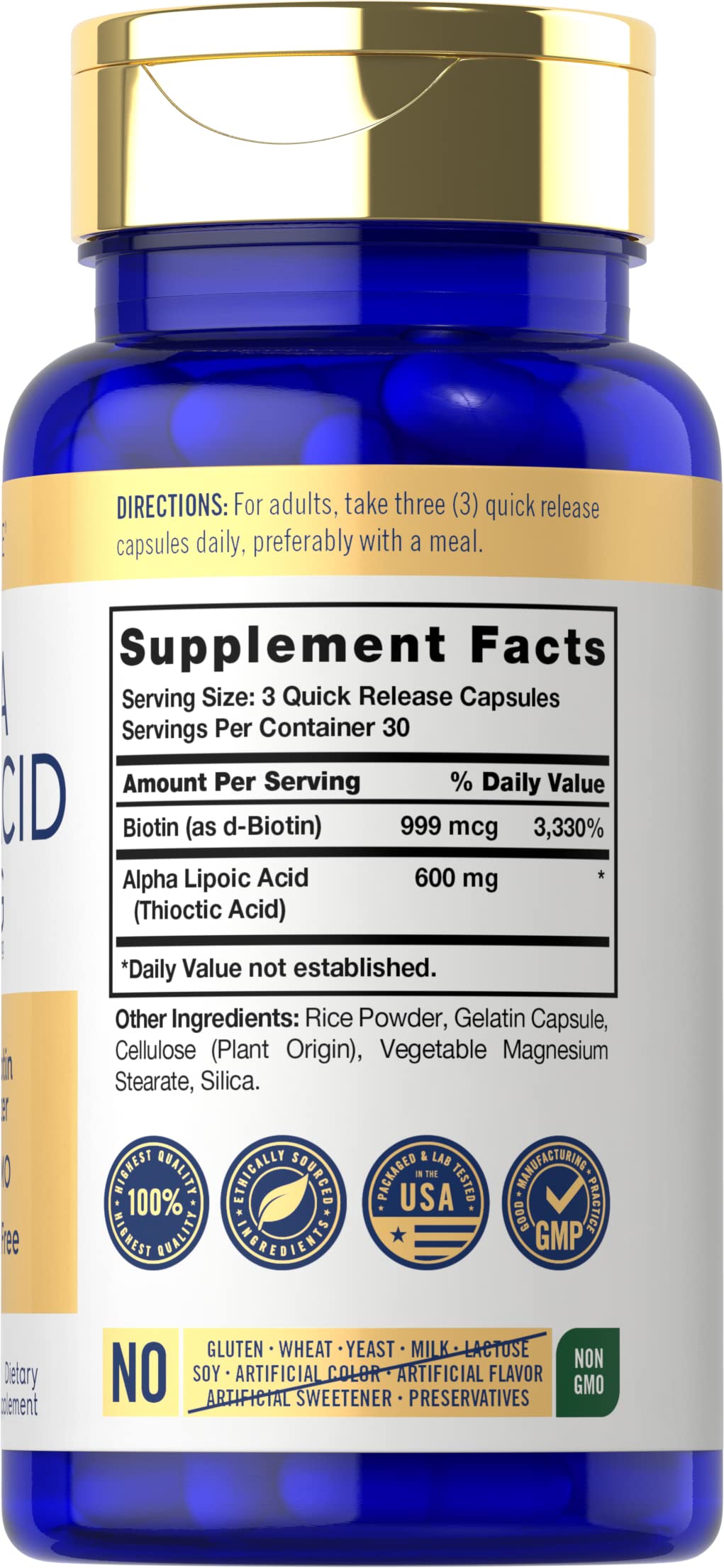 Carlyle Alpha Lipoic Acid 600mg capsules for easy daily use.