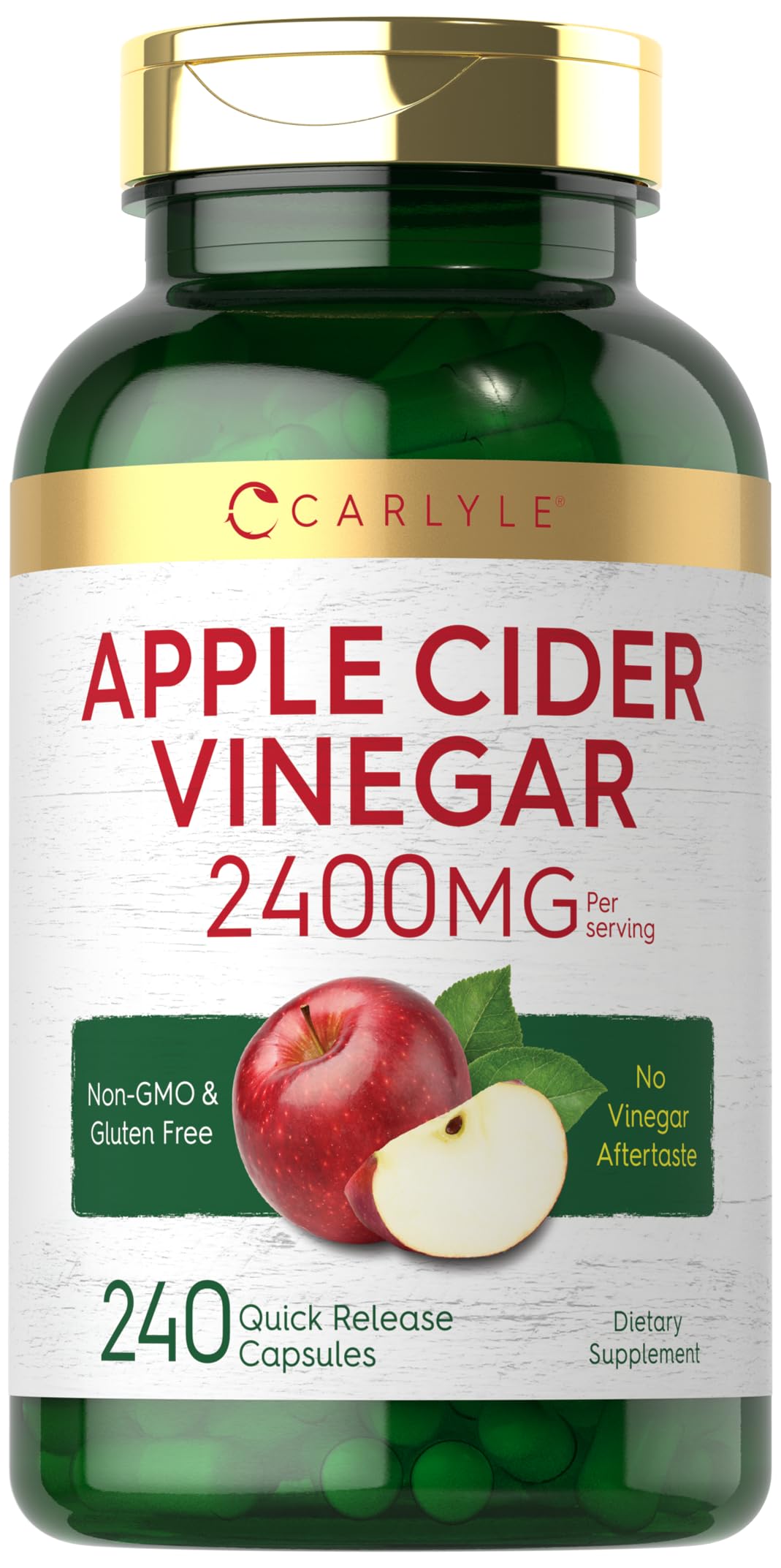 Carlyle Apple Cider Vinegar capsules bottle — easy daily supplement.