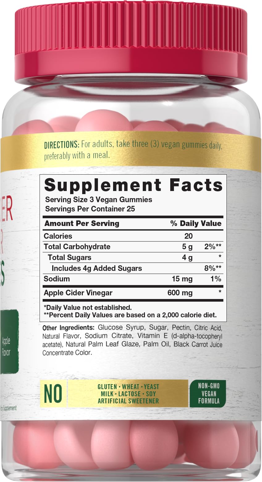 Carlyle Apple Flavored ACV Gummies close-up highlights chewy texture and flavor.