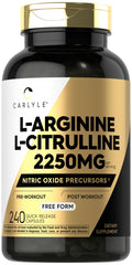 Carlyle L-Arginine L-Citrulline bottle front for daily energy and nitric oxide support