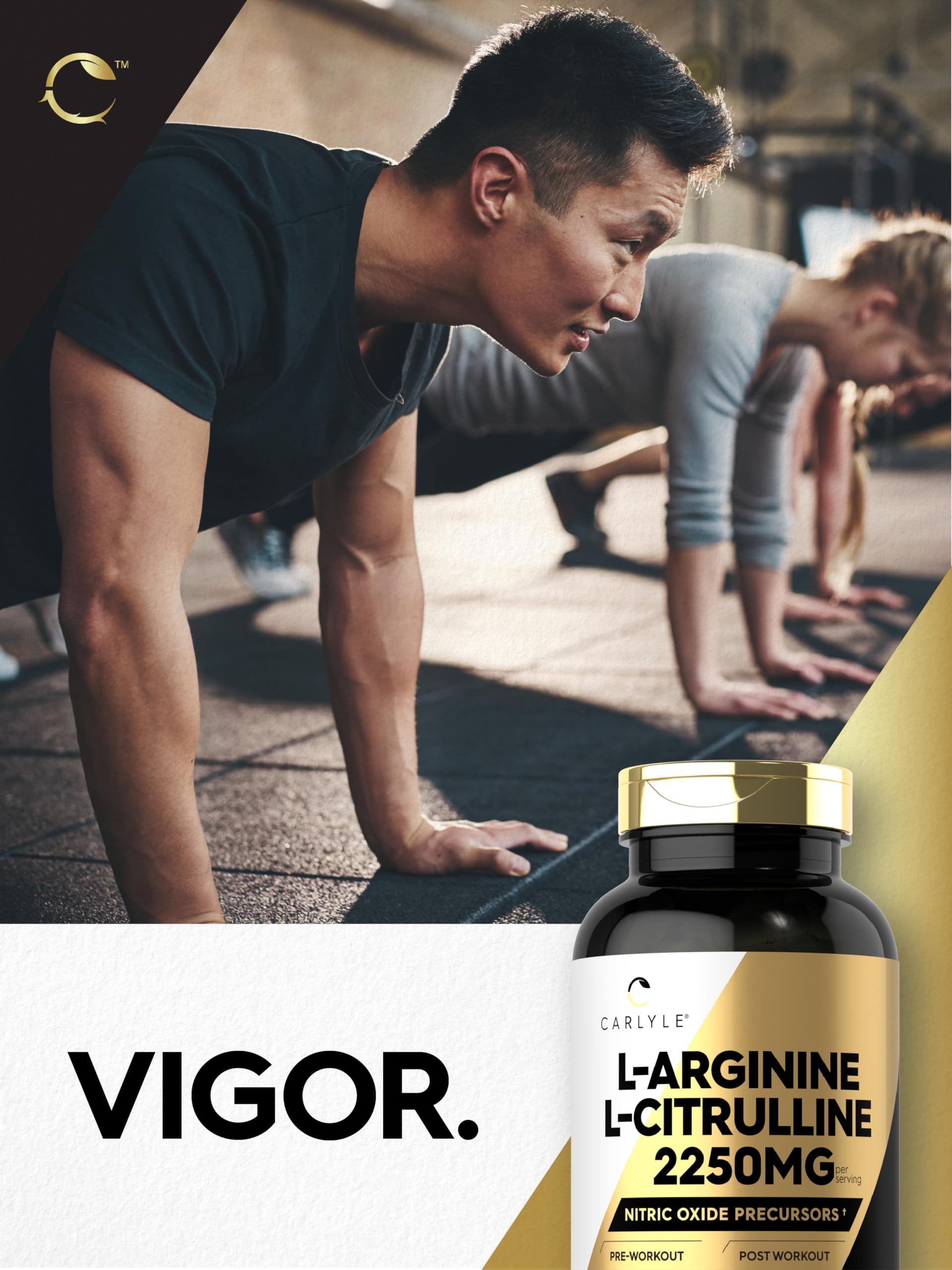 Carlyle L-Arginine L-Citrulline ingredient panel on the bottle