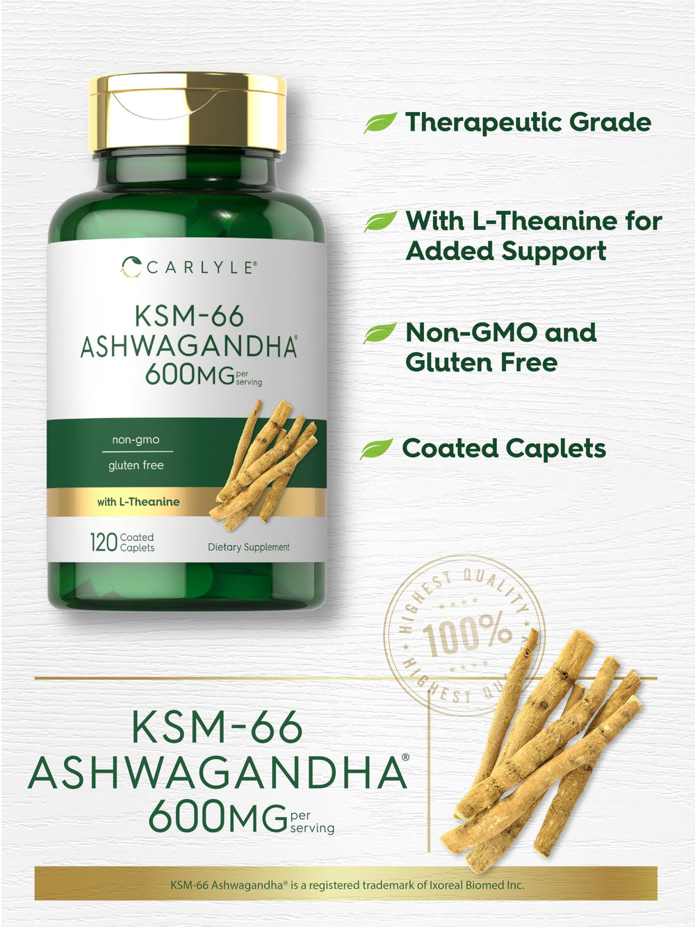 Carlyle Ashwagandha packaging box with branding and product name.