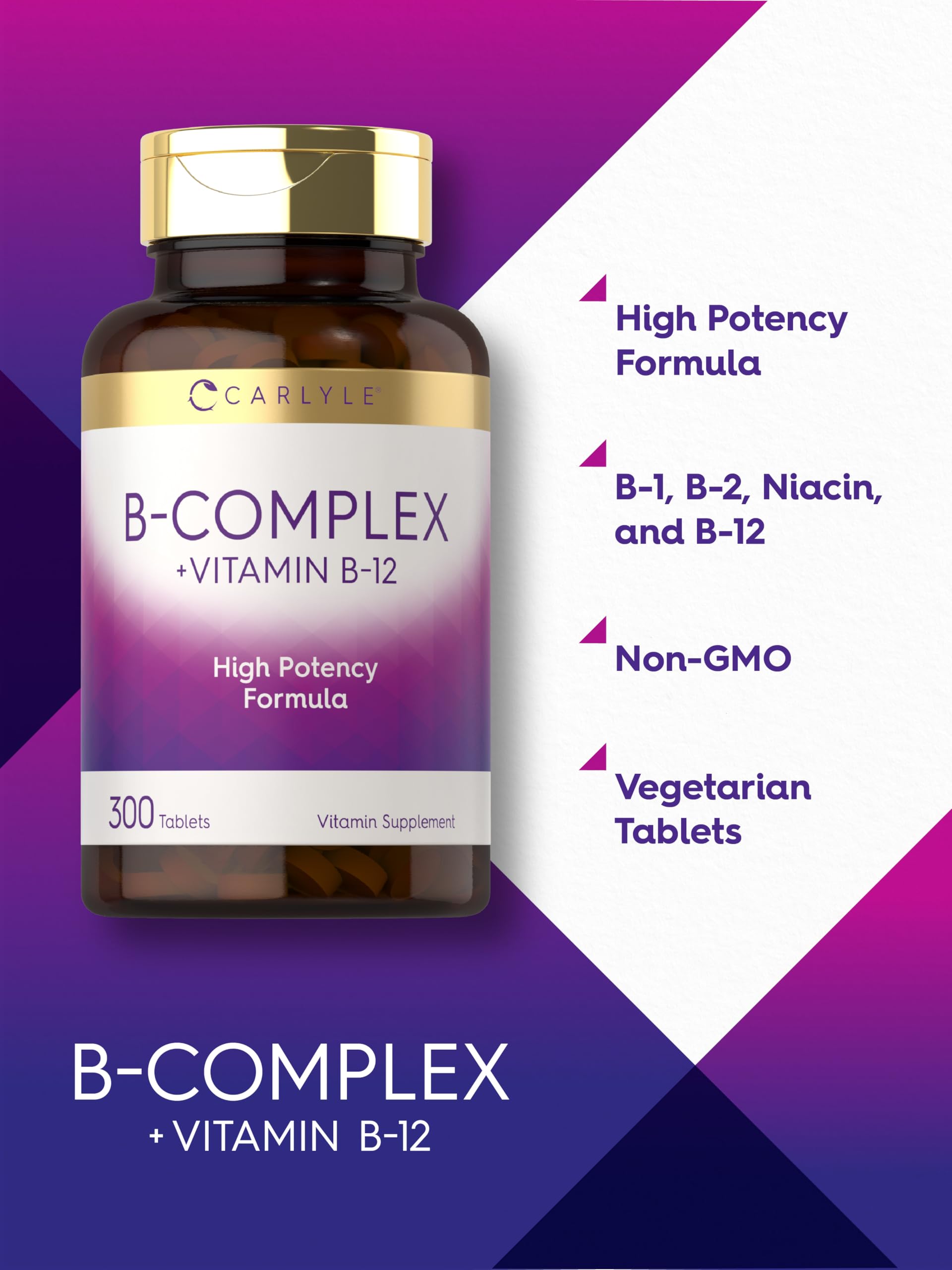 Carlyle B-Complex B12 vegetarian icon indicating veggie-friendly formula