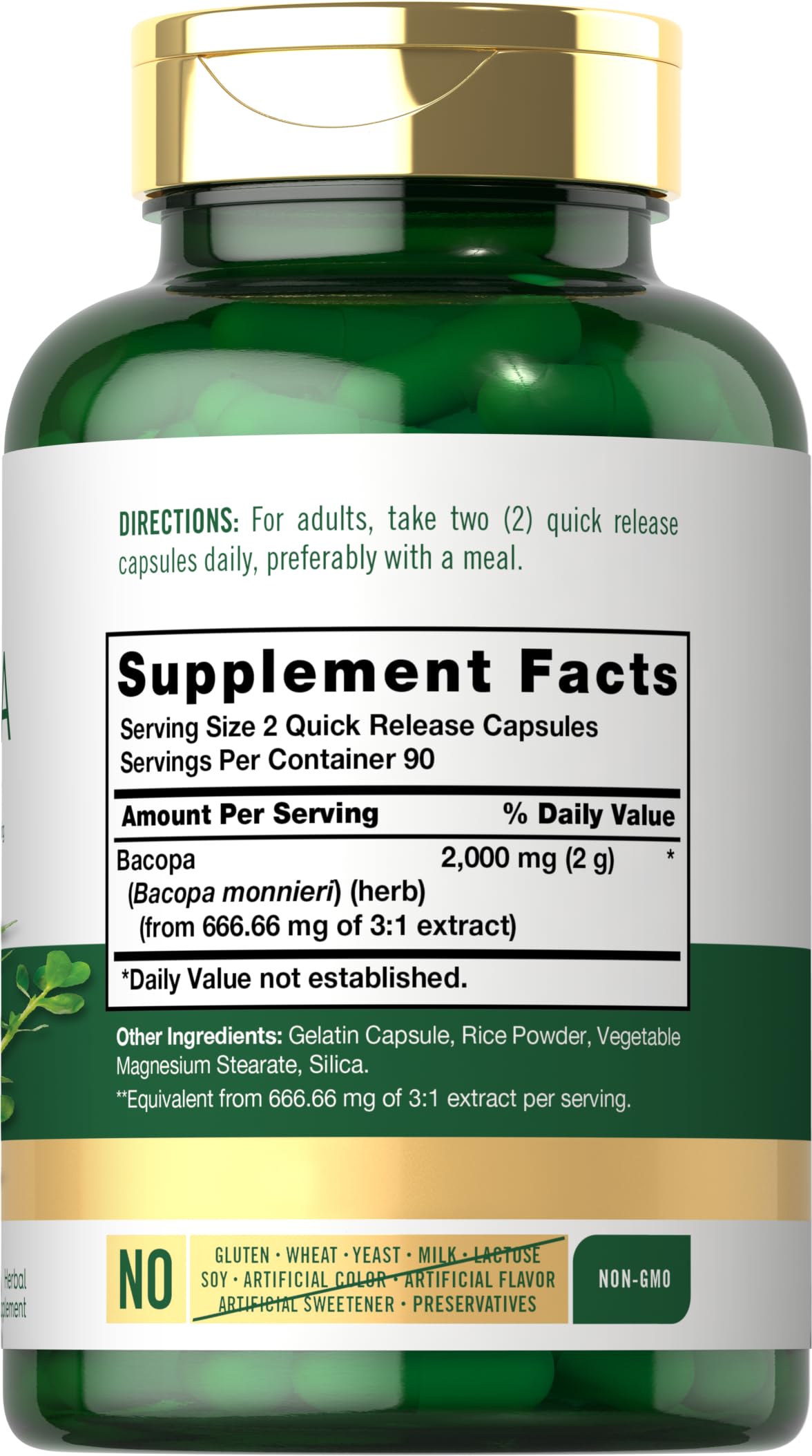 Carlyle Bacopa capsules closeup highlighting potency and focus.
