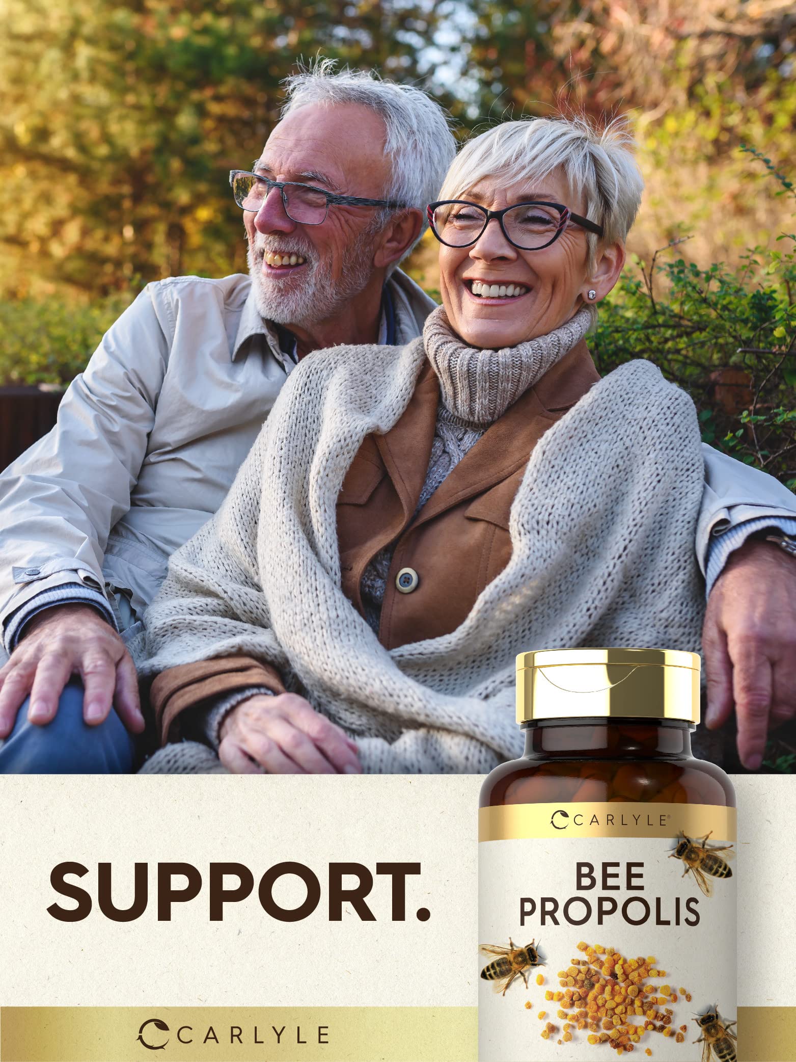 Carlyle Bee Propolis capsules ready for convenient daily use.