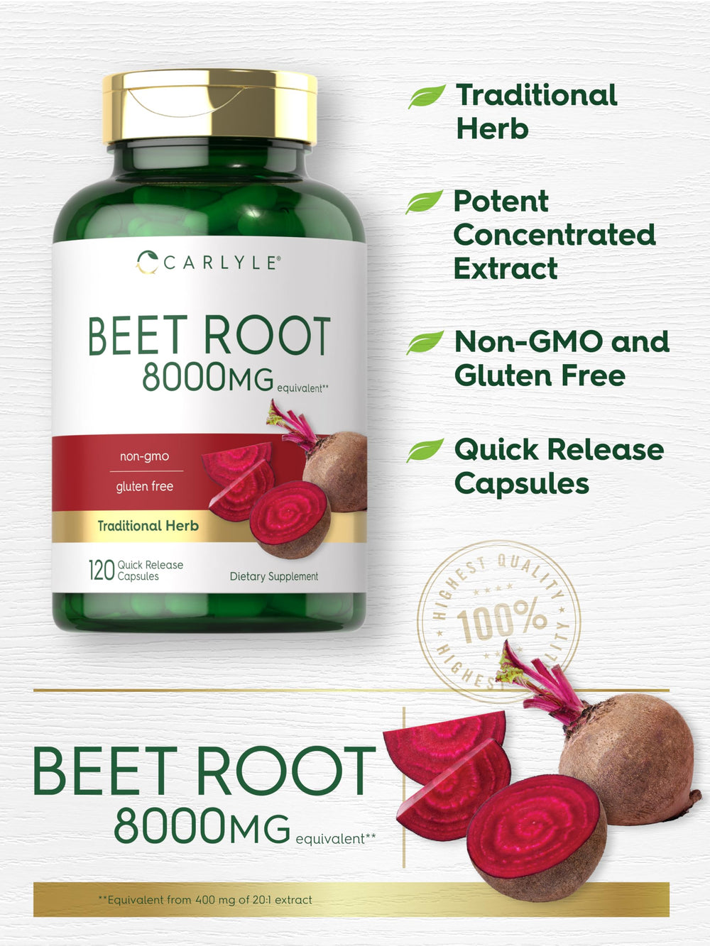 Pouring Carlyle Beet Root capsules demonstrates easy daily supplementation.