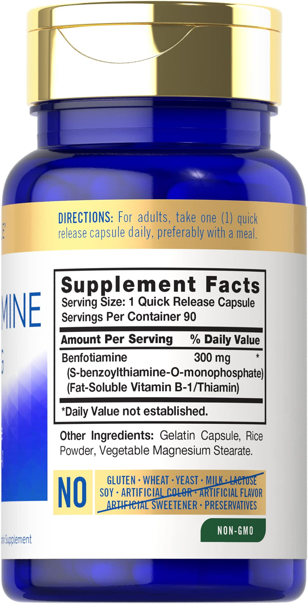 Carlyle Benfotiamine capsules line up, convenient daily dose for full-spectrum B1 support.