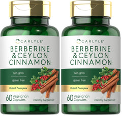 Carlyle Berberine with Ceylon Cinnamon bottle shows premium, high-potency formula.