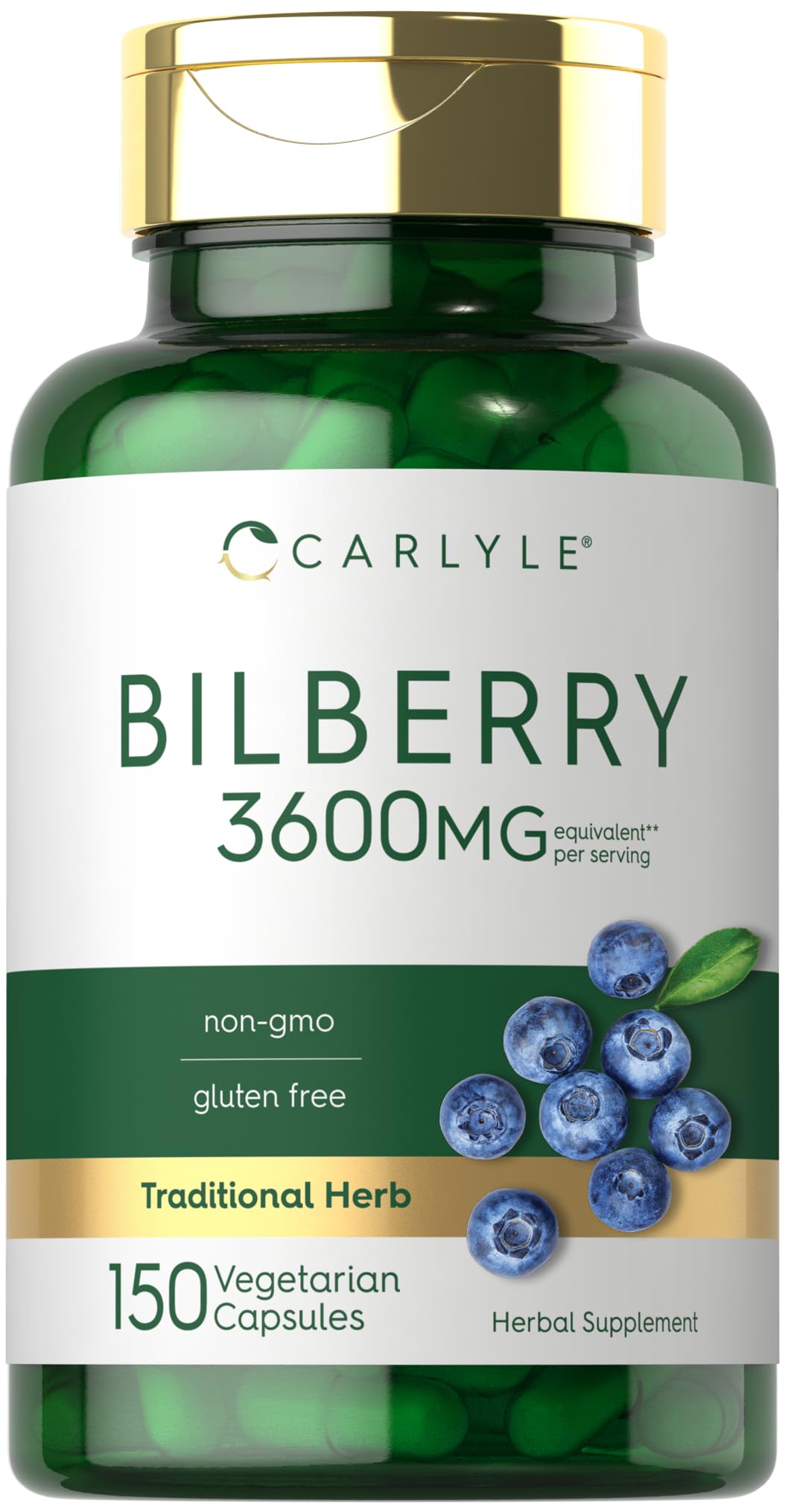 Carlyle Bilberry Extract Capsules bottle with capsules for daily wellness.