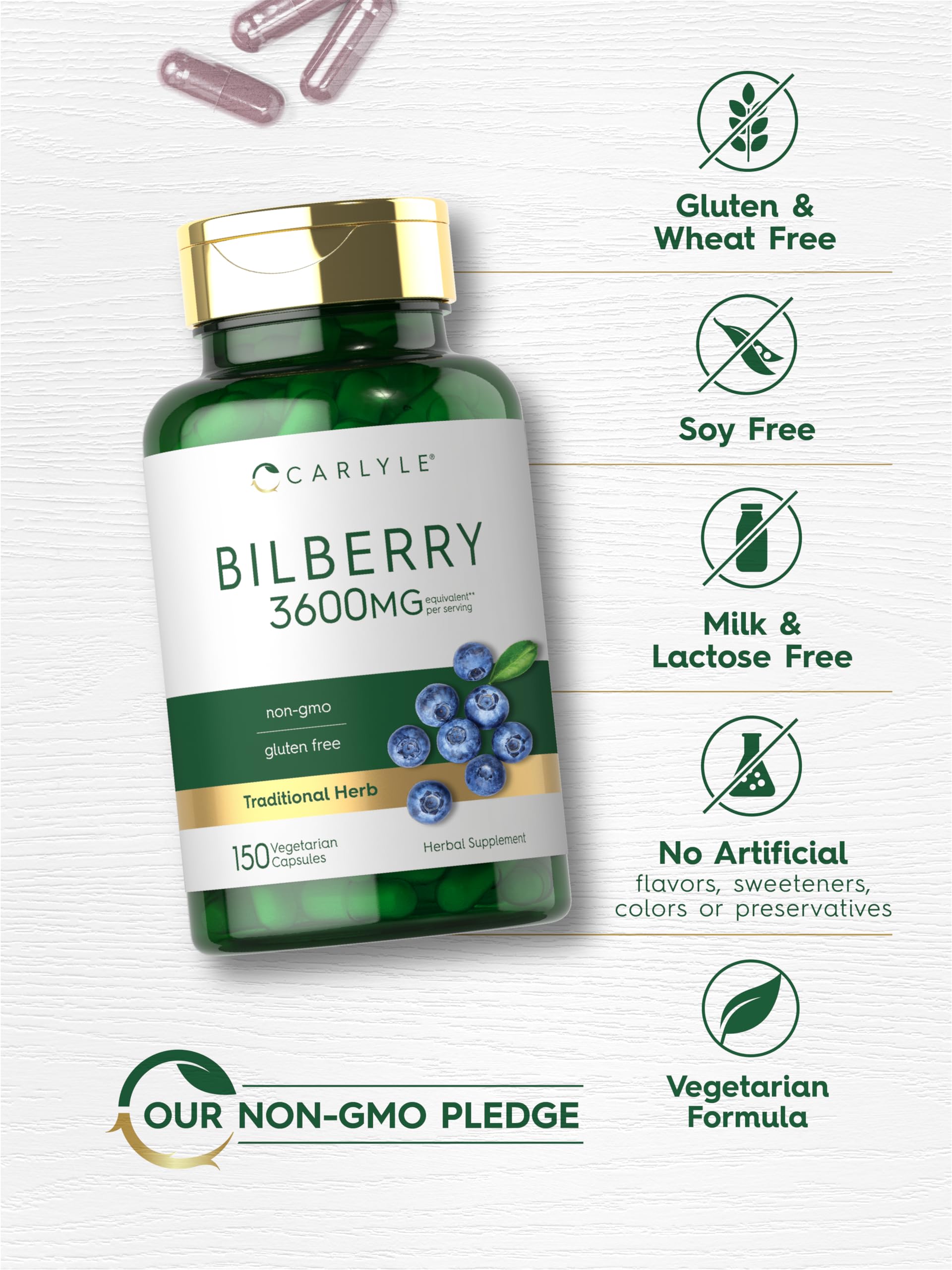 Lab-tested Carlyle Bilberry Extract Capsules suggest premium quality.