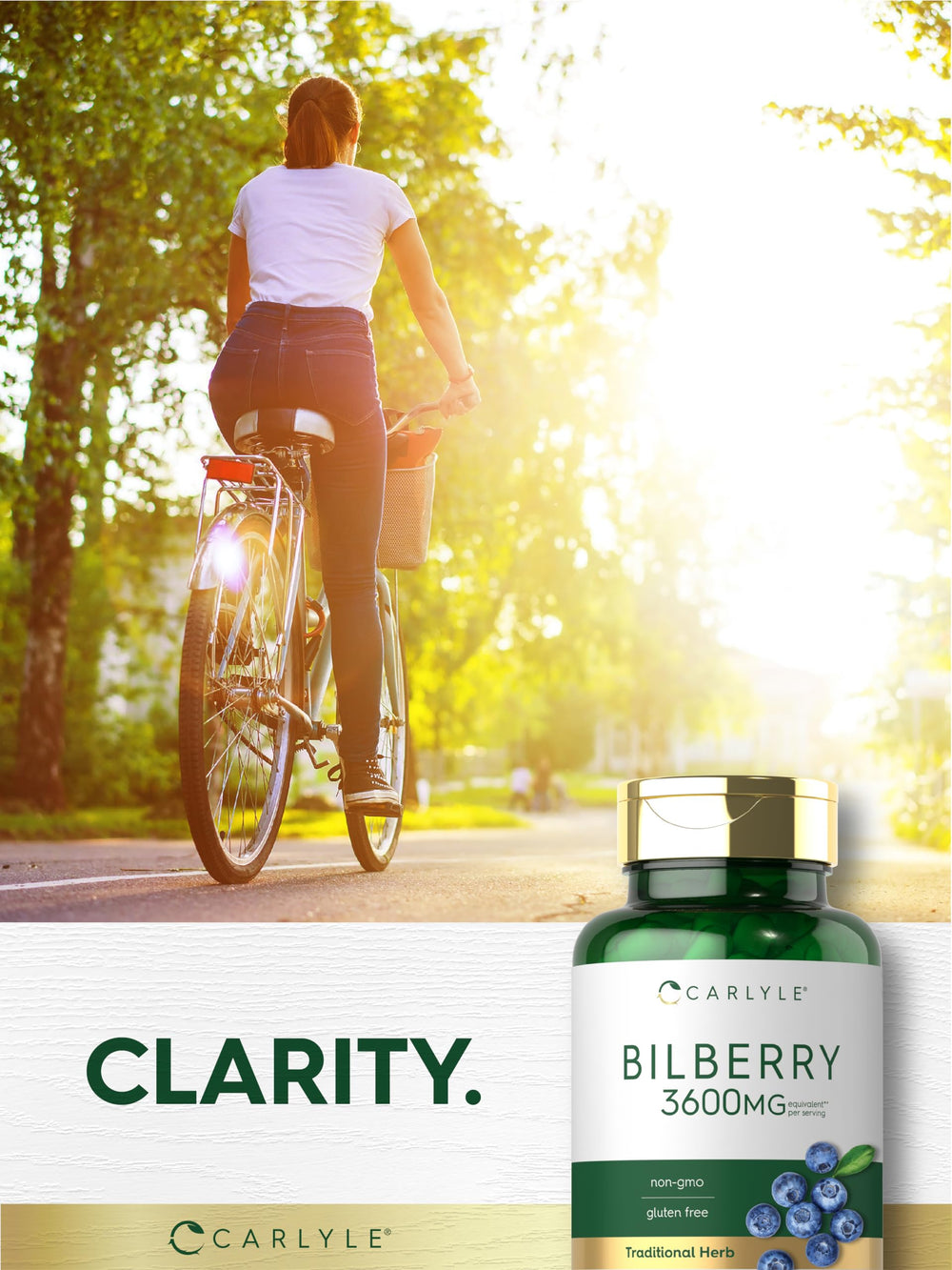 Morning routine scene featuring Carlyle Bilberry Extract Capsules.