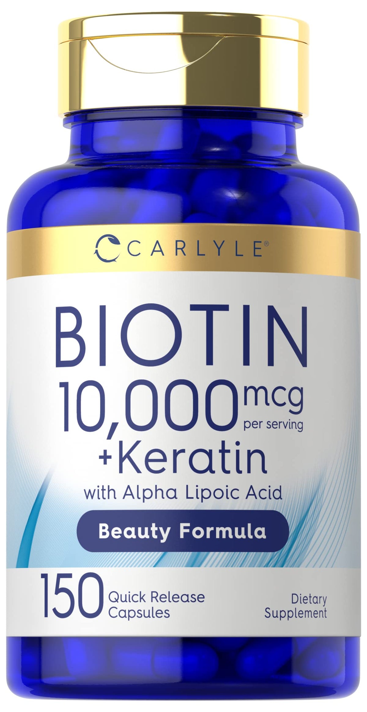 Carlyle Biotin 10000mcg bottle for daily beauty routine and premium quality