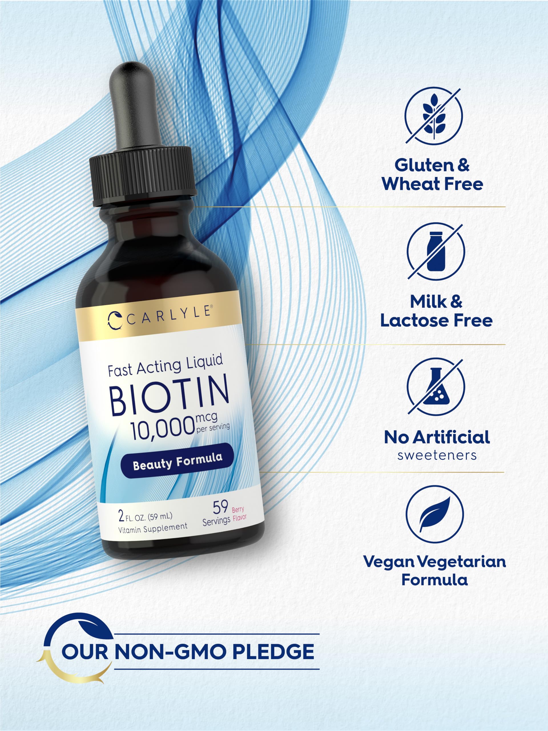 Carlyle Liquid Biotin drops in glass ready to mix.