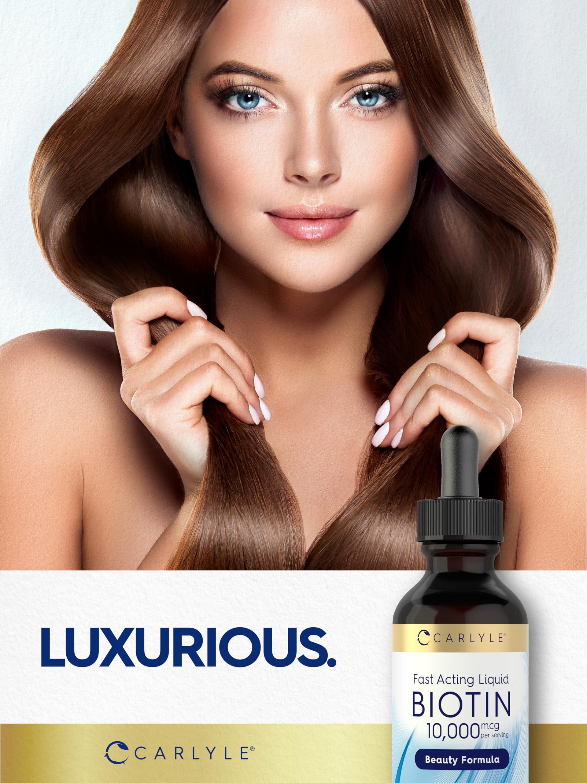 Carlyle Biotin drops ingredient panel shows purity.