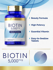Carlyle Biotin gluten-free label shown on clean packaging.