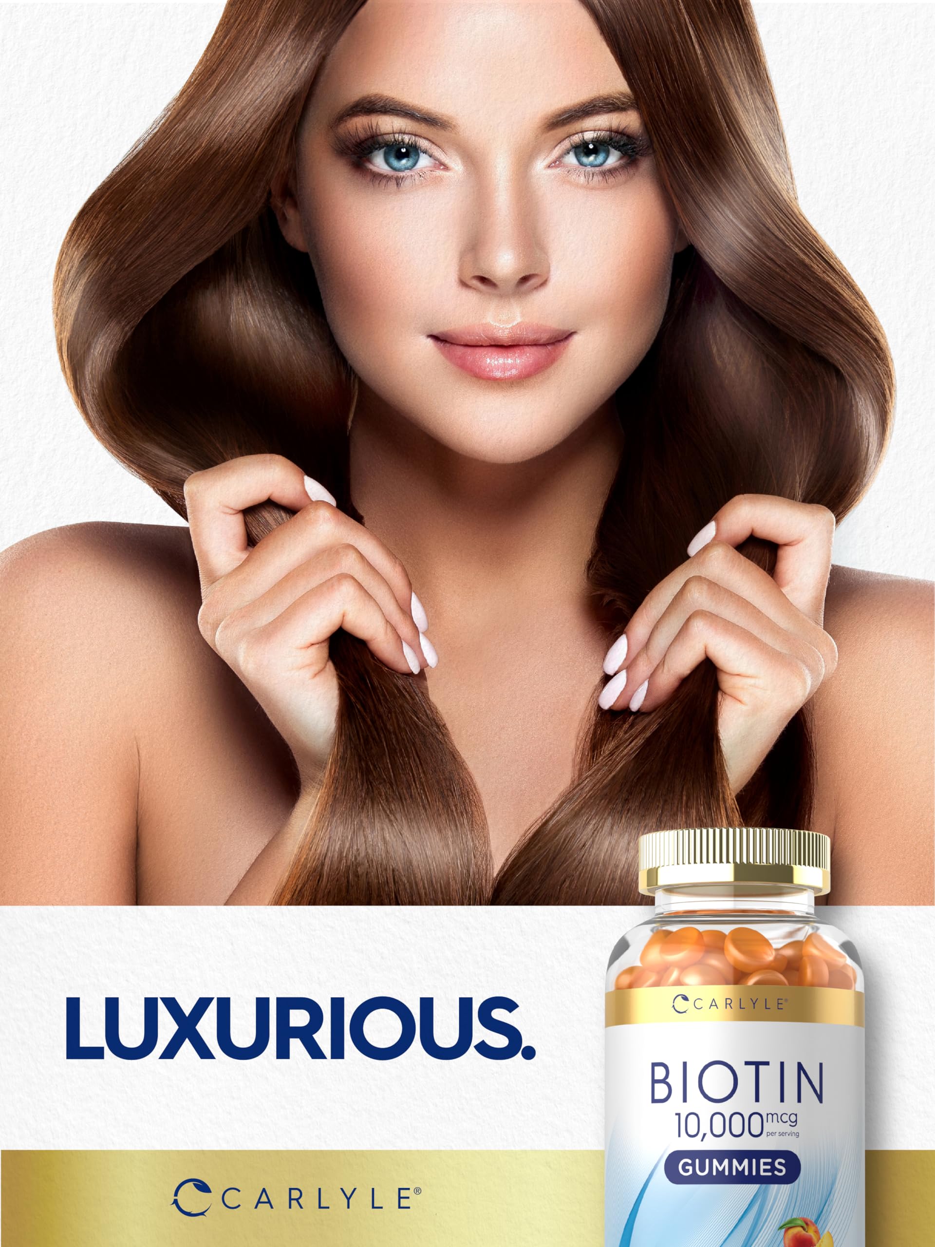 Carlyle Biotin Gummies peach pack ready for daily routine.