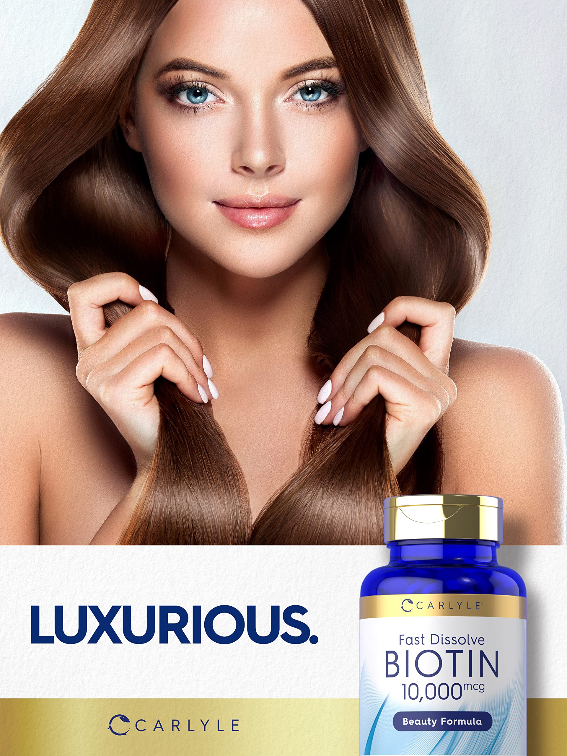 Carlyle Biotin pack of 2 bottles displayed.