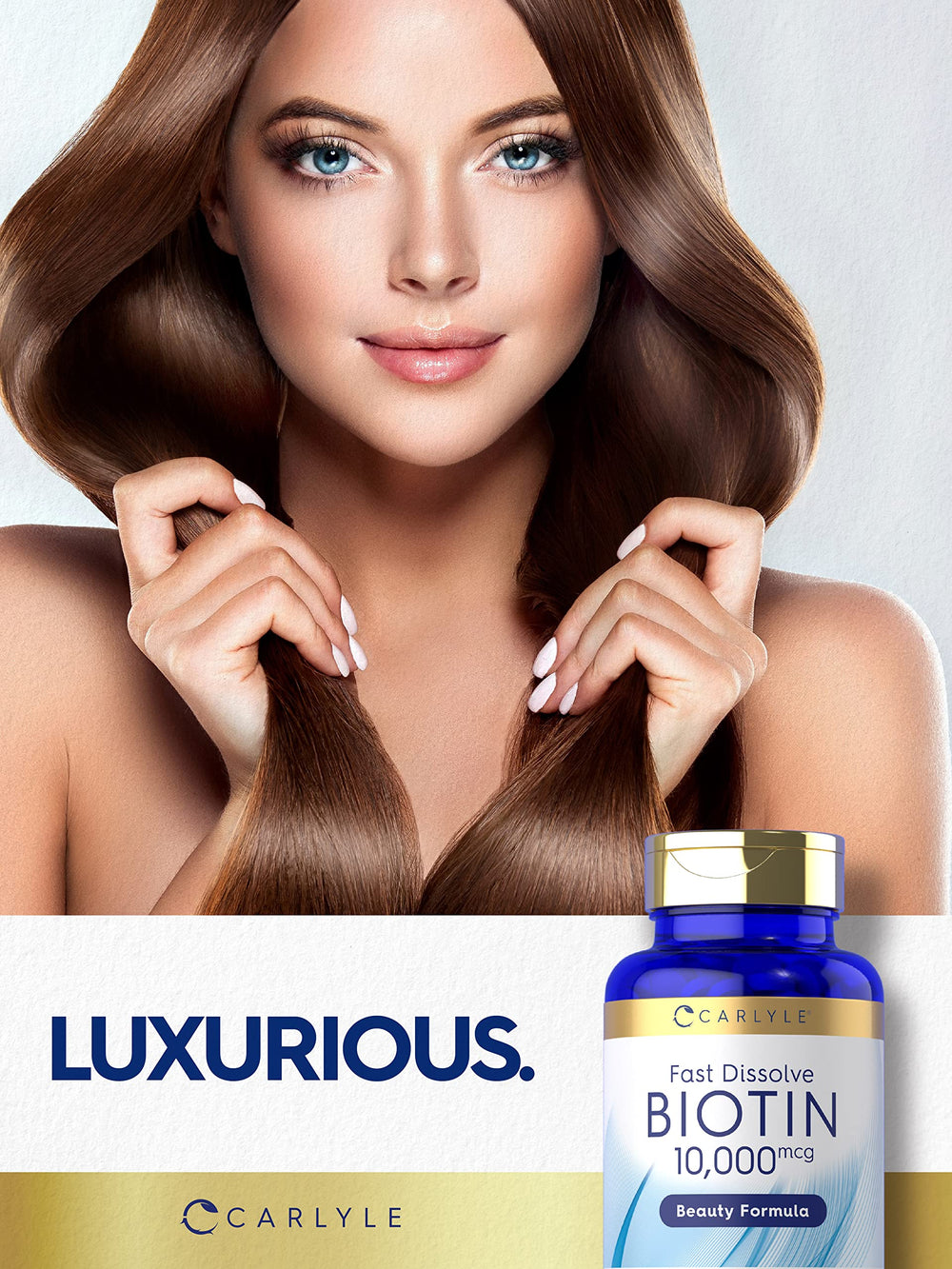 Carlyle Biotin pack of 2 bottles displayed.