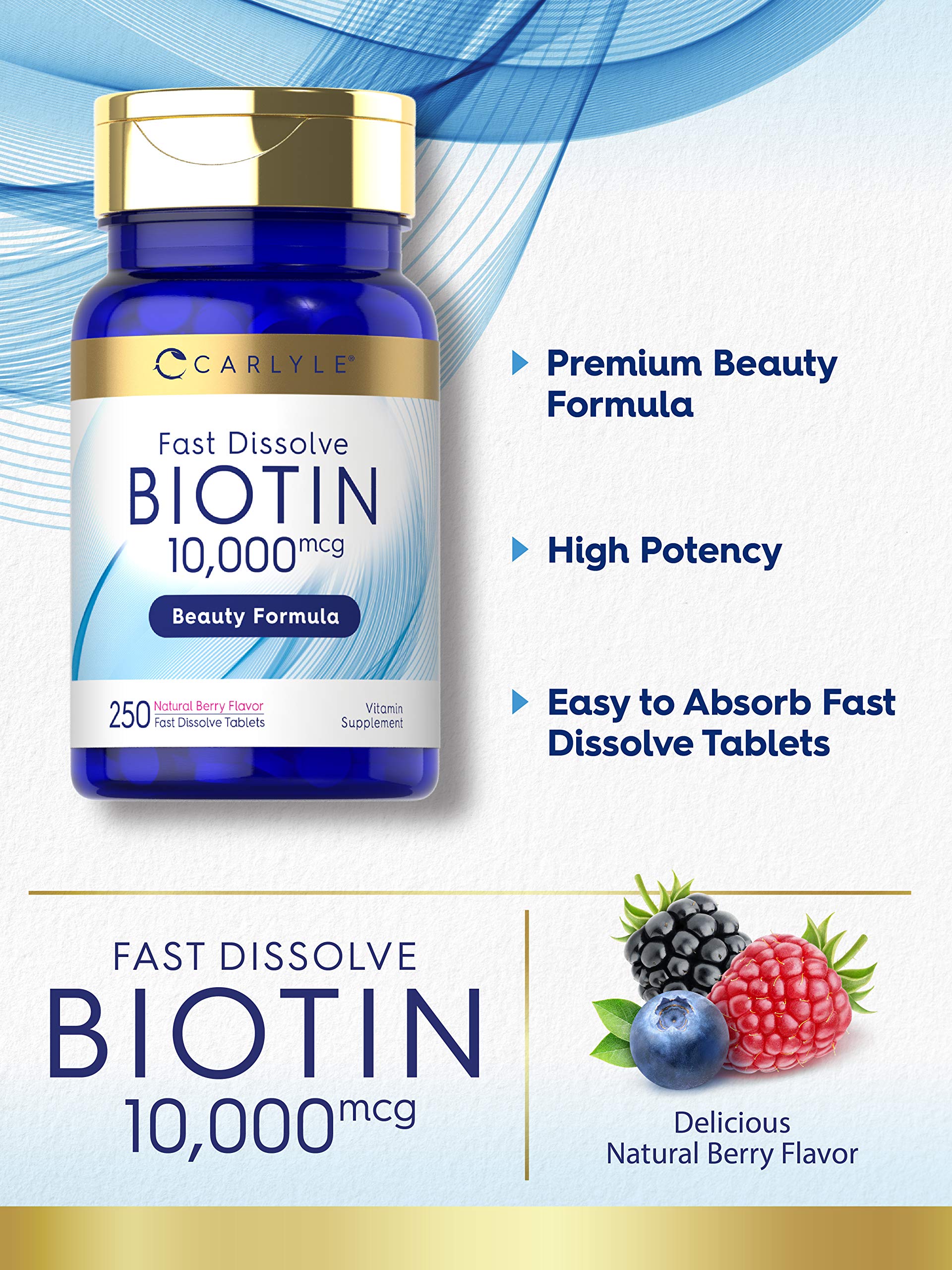 Carlyle Biotin vegetarian formula packaging label.