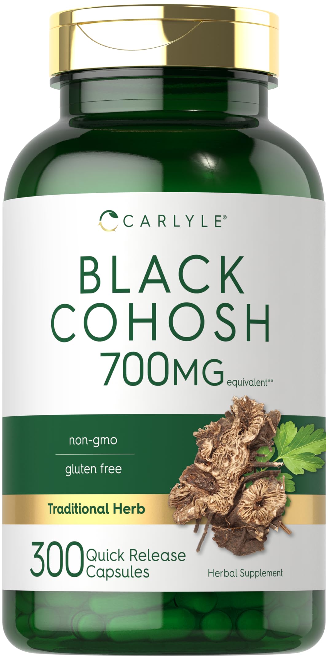 Carlyle Black Cohosh capsules bottle: easy daily wellness support at a glance.