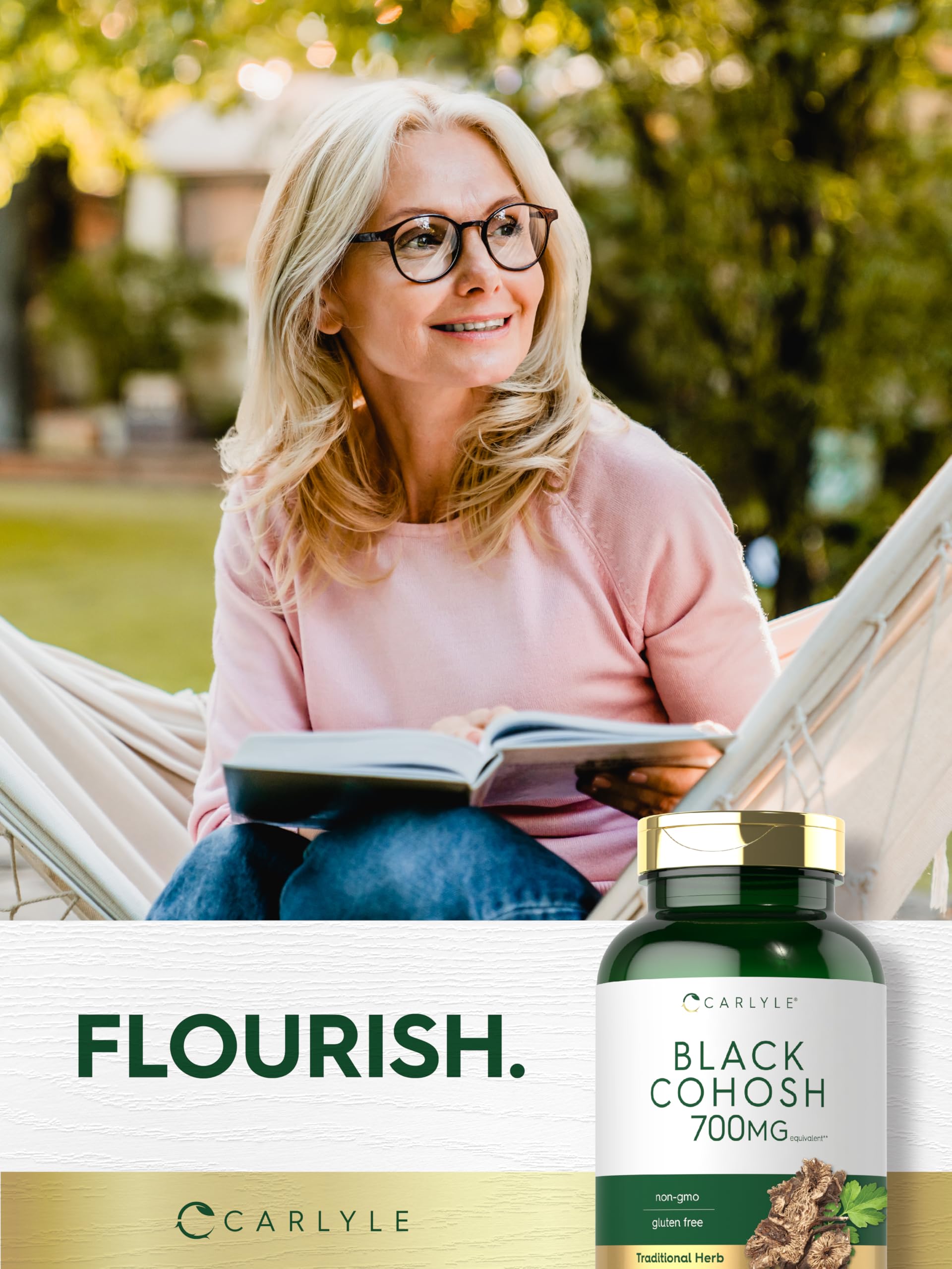 Carlyle Black Cohosh capsules inside view: compact storage and handling.