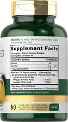 Carlyle Black Seed Oil ingredients label highlighting Omega 6 and 9 content.