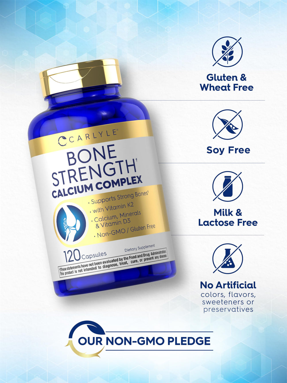 Carlyle Bone Strength label detail showing K2 and other minerals