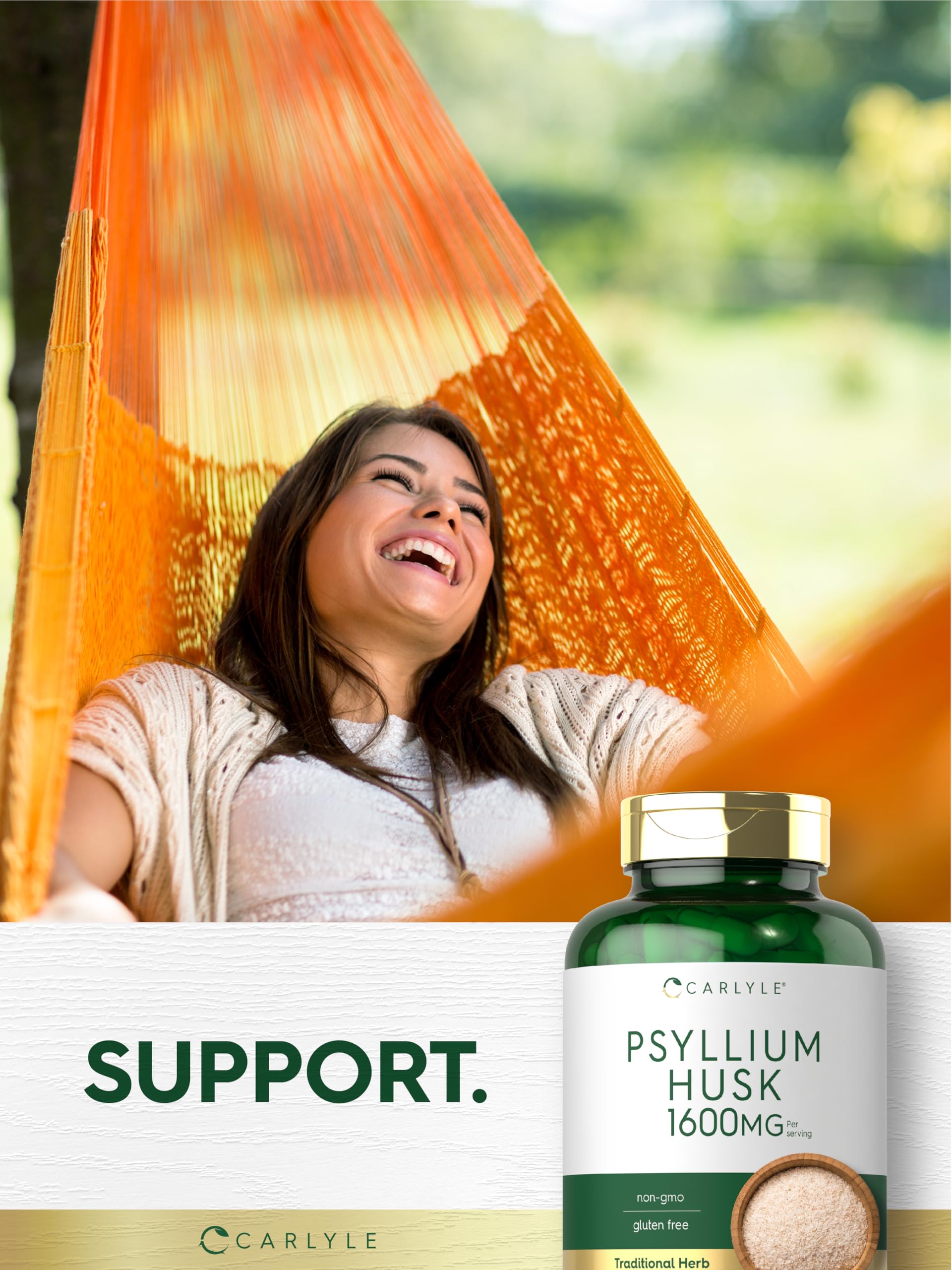 Capsules in hand ready for daily Carlyle psyllium fiber intake.