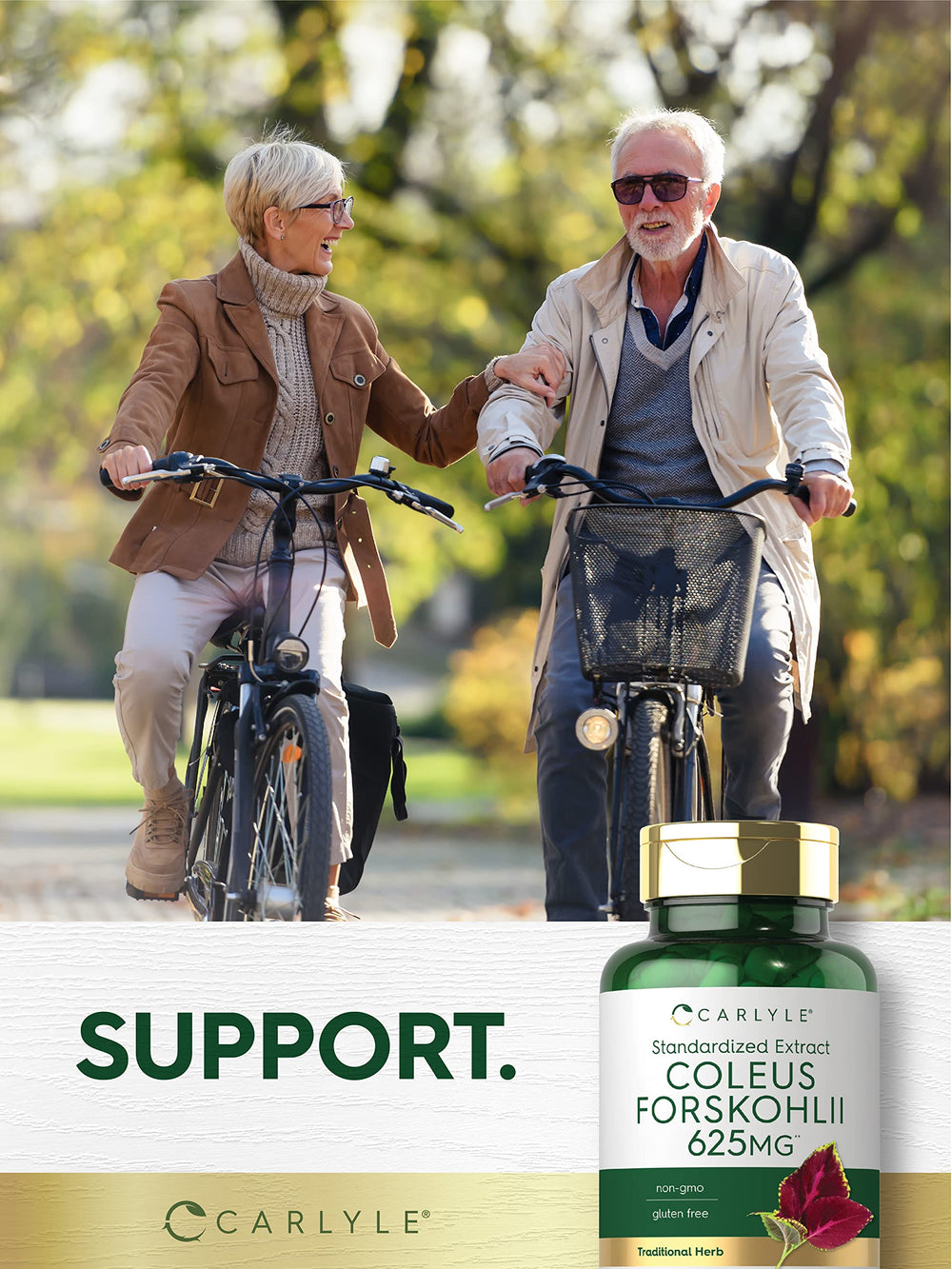 Carlyle Coleus Forskohlii capsules beside packaging for convenient use