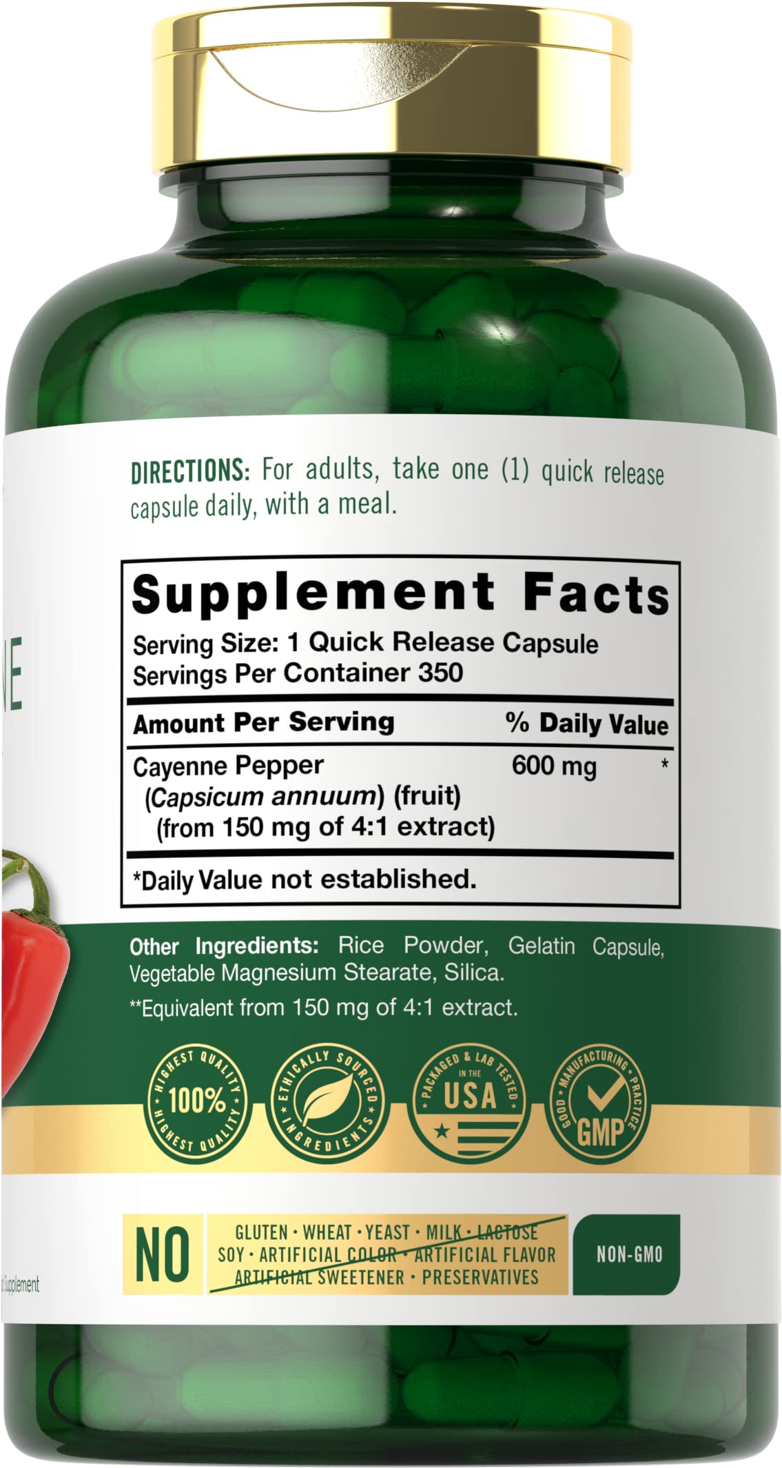 Pouring Carlyle Cayenne capsules from the bottle for easy dosing