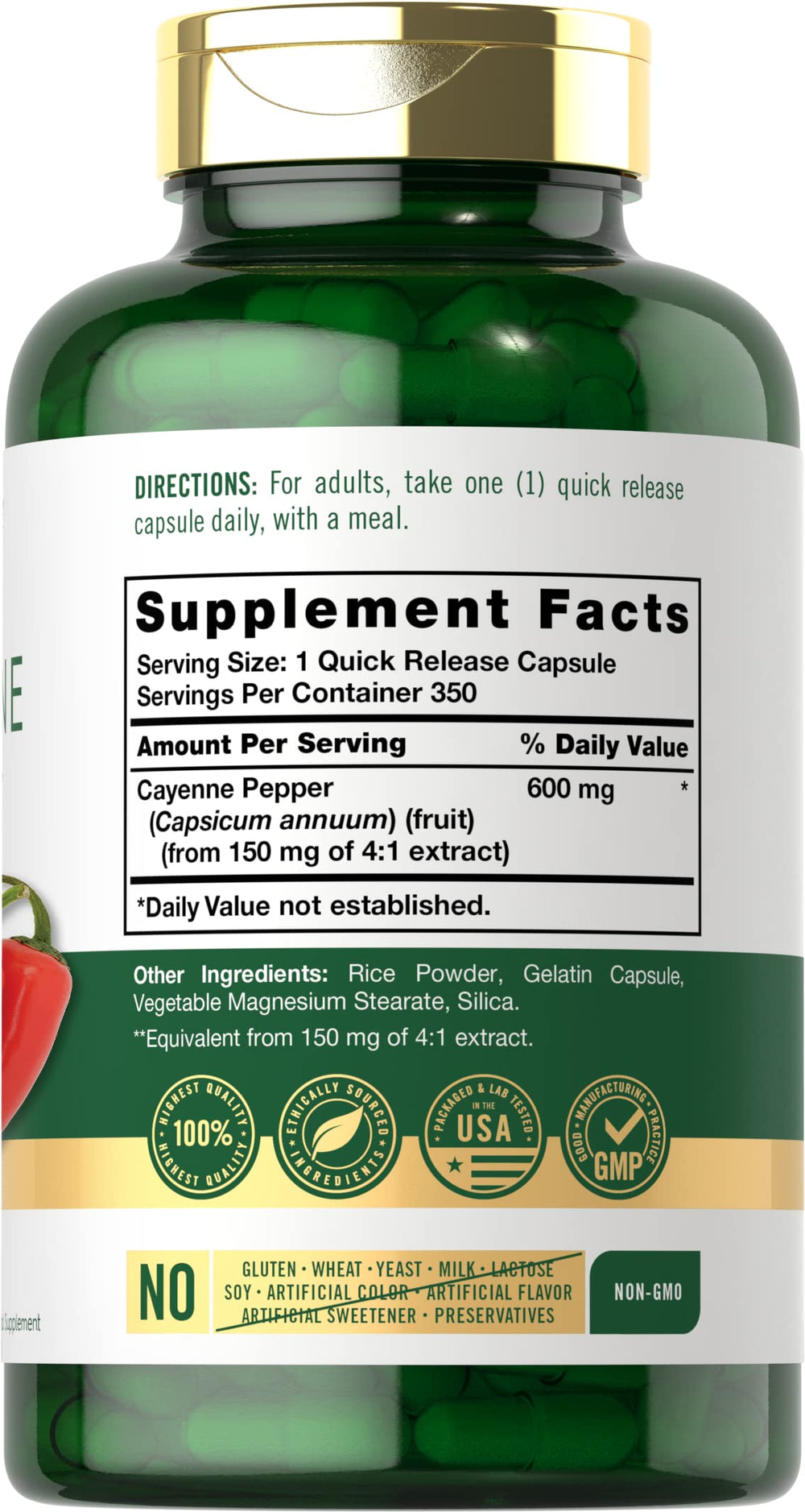 Pouring Carlyle Cayenne capsules from the bottle for easy dosing