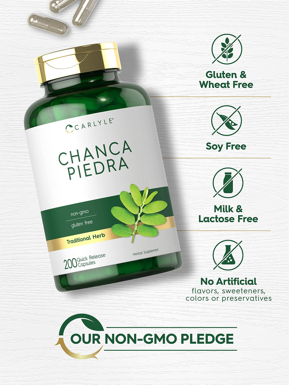 Carlyle Chanca Piedra packaging box, reflects traditional herb heritage and trusted quality.