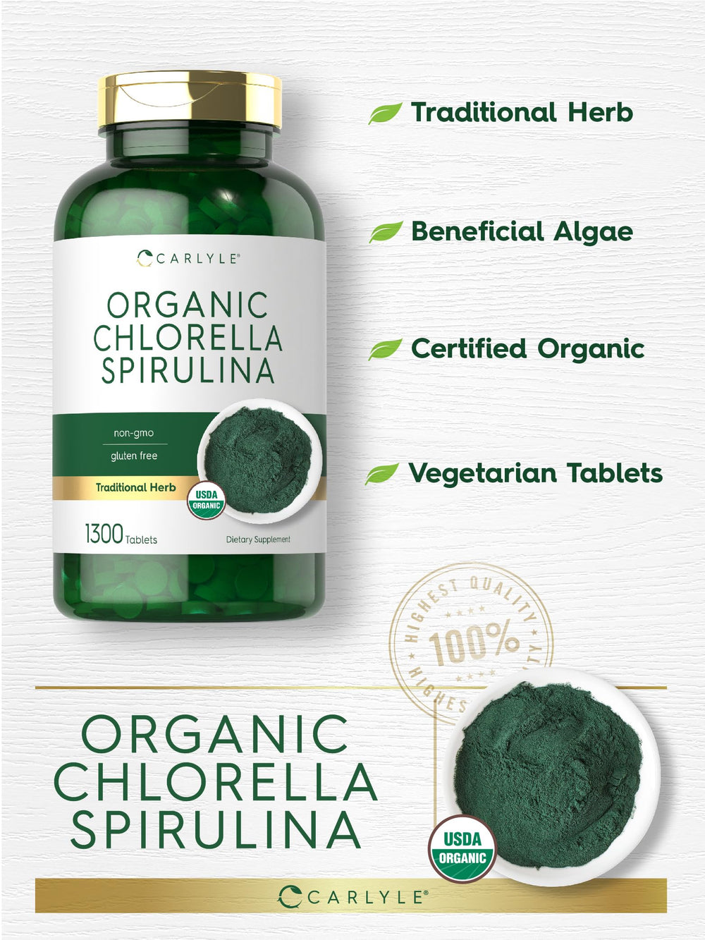 Carlyle vegetarian formula tablets pouring from the bottle