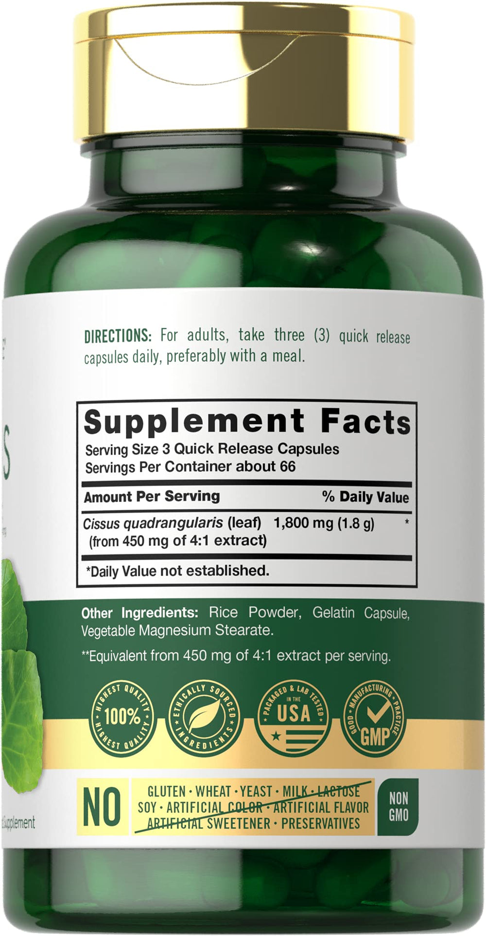 Carlyle Cissus Quadrangularis capsules close-up for easy daily use.